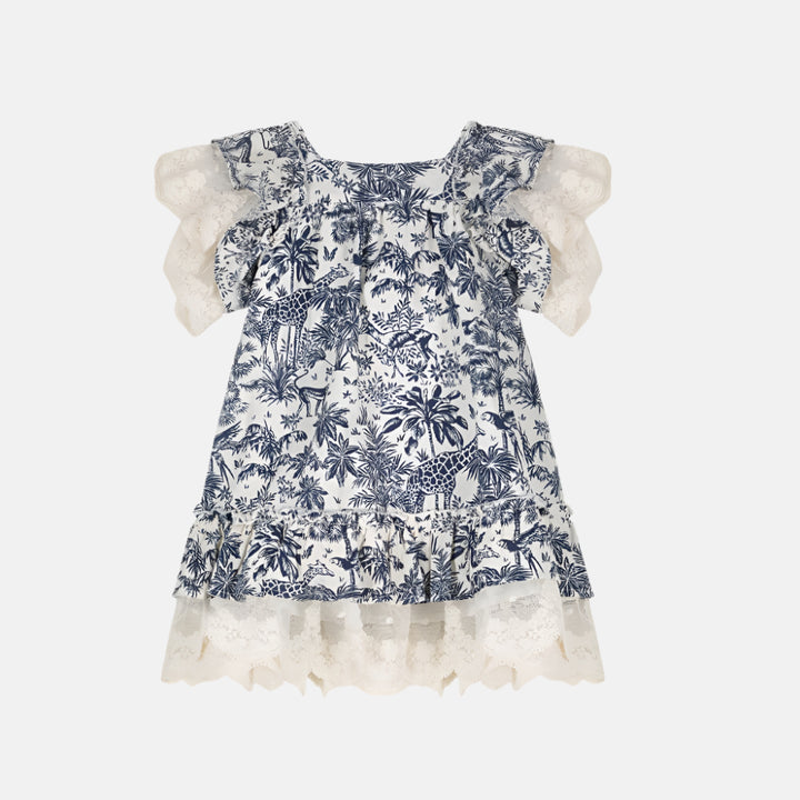 Blue Dress in Toile de Jouy