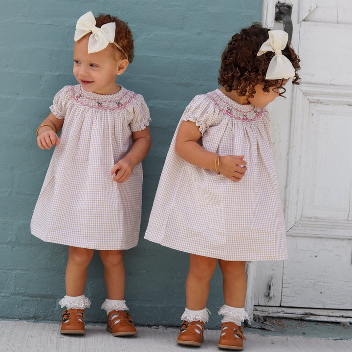 Nude Gingham Dress