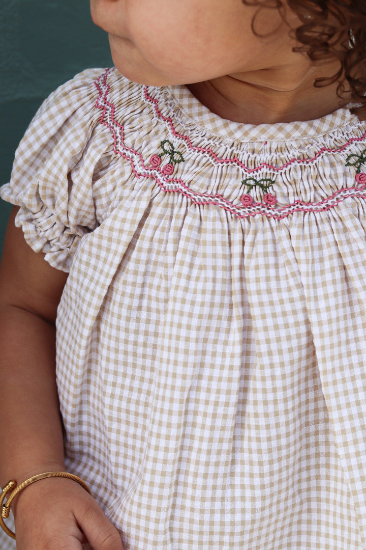 Nude Gingham Dress