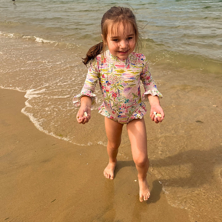 Long-Sleeved Swimsuit with Graphics