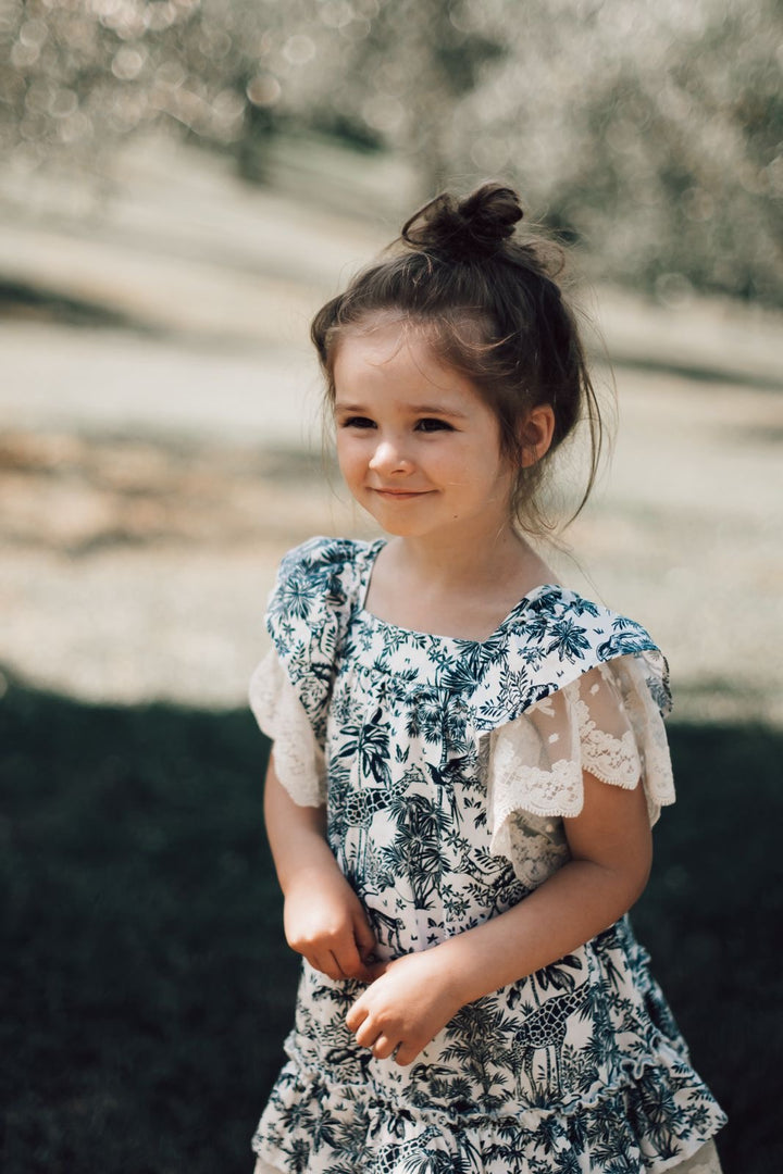 Blue Dress in Toile de Jouy