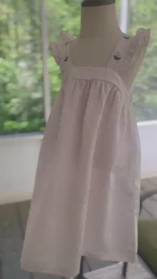 pink dress with hand-made embroidery