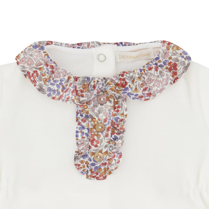 Smooth Velvet Footie with Liberty collar