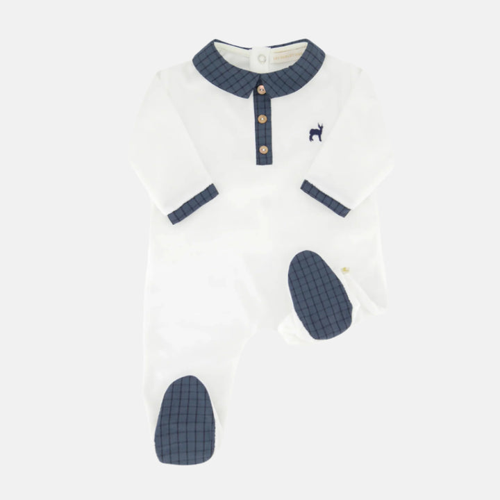 Smooth Velvet Footie with Deer Embroidery